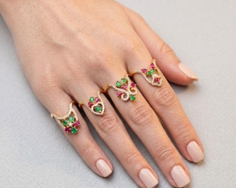 Gold Plated Vanki Ring | Cubic Zirconia Handmade Accessories gift for woman South Indian Style