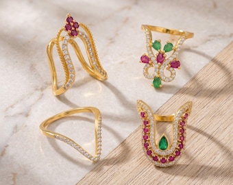Gold Plated CZ Vanki Ring Set: Indian Style Rings