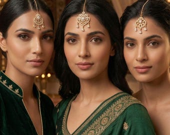 Maangtika in golden polish, Indian bridal jewelry/ forehead accessory