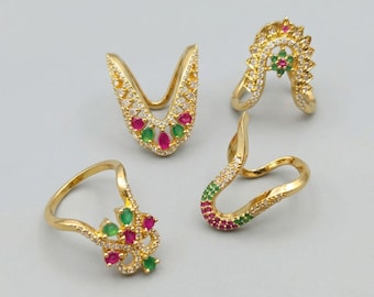 Gold Plated CZ Vanki Ring: Indian Bridal Jewelry