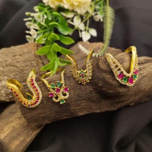 Gold Plated V-Shape Mangalyam Ring, South Indian Wedding Band, Modern Bold Design, Minimalist Stacking Ring for Women