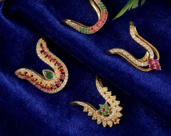 Gold Plated CZ Vanki Ring Set: Indian Wedding Jewelry