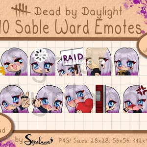 Sable Ward Twitch Emotes Cute DBD Emotes Dead by Daylight Emote Pack Discord Twitch Emotes Kawaii Streamer Emotes
