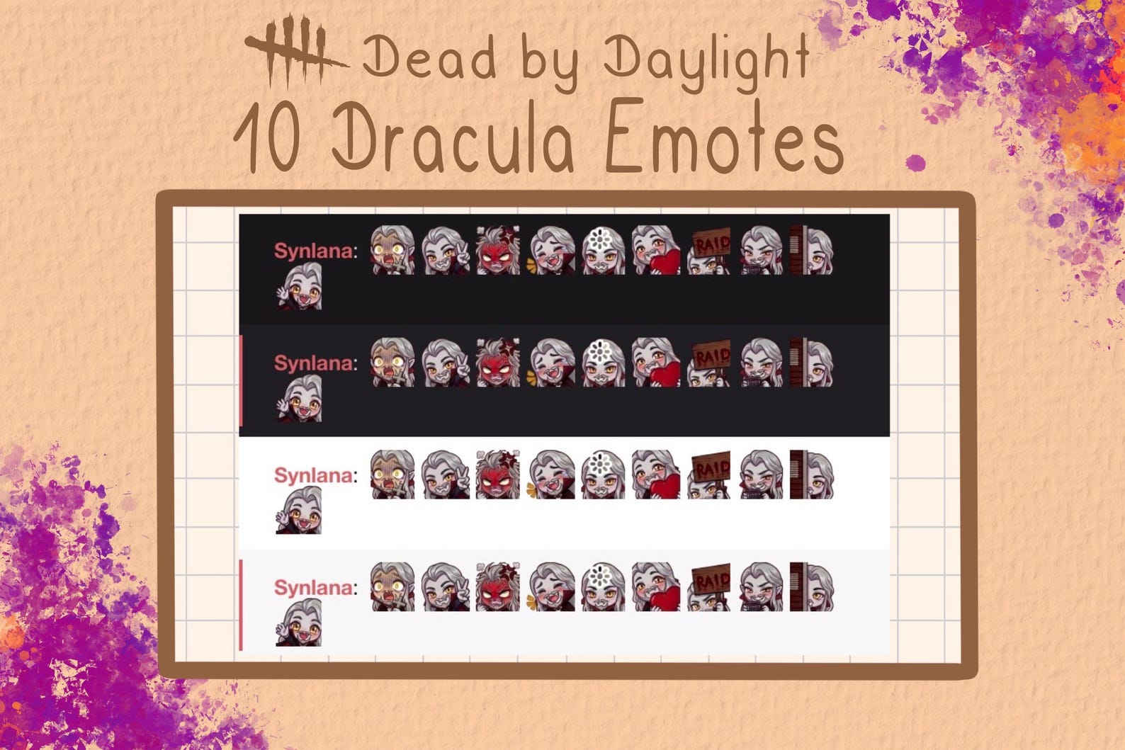 Dead by Daylight Dracula Emotes | 10x Chibi Vampire Emotes for Twitch ...