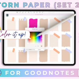 Adesivi GoodNotes // Note adesive che cambiano colore Pianificazione digitale Carta strappata n. 2