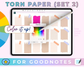GoodNotes Stickers // Color Changing Sticky Notes Digital Planning Torn Paper  #2