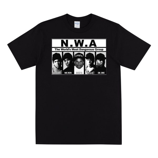 Camiseta NWA para fanáticos del hip hop, camiseta de rap vintage de los 90 para hombres, camiseta retro de hip hop con N.W.A, camiseta de rap gangsta de los 80, Straight Outta Compton