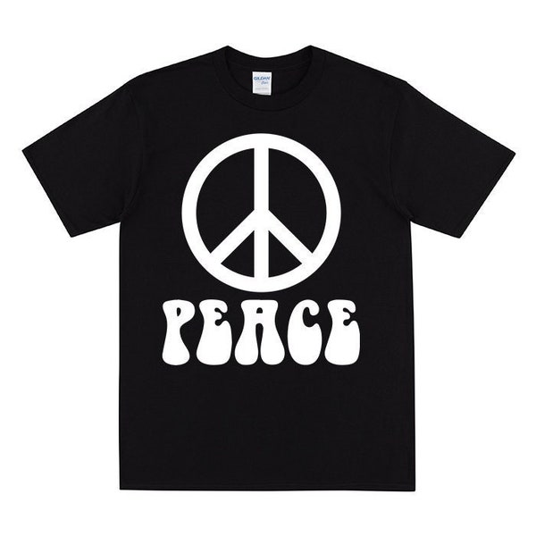 PEACE SIGN T-shirt, Hippy Sign Tshirt, Hand Printed Peace Shirt, World Peace Print, Summer Of Love, All You Need Is Love, Present For Hippys