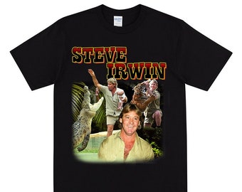 Koszulka STEVE IRWIN, motyw dzikich zwierząt australijskich, koszulka inspirowana dziką przyrodą, strój opiekuna zoo, prezent dla miłośników zwierząt, koszulka Crikey