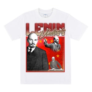 LENIN Homage T-shirt, Lenin Shirt For Men, Gift For Socialists, Vintage Soviet Union T Shirt, Communism T-shirts, Vintage Communist Tshirt White