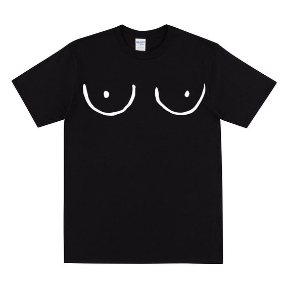 BOOBS T-shirt, Cartoon Breasts Drawing, Boobs Humour Tee, Funny