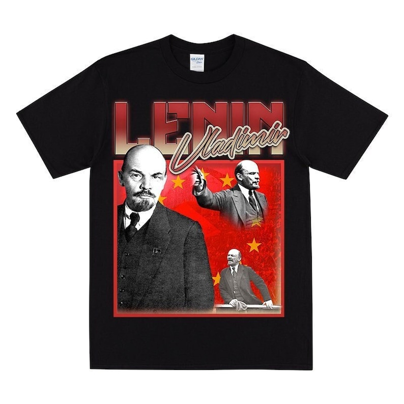 LENIN Homage T-shirt, Lenin Shirt For Men, Gift For Socialists, Vintage Soviet Union T Shirt, Communism T-shirts, Vintage Communist Tshirt Black