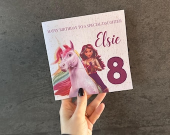 Personalised Birthday Card | Unicorn Academy | Girl Birthday | Unicorn Girls | 6x6 card with envelope