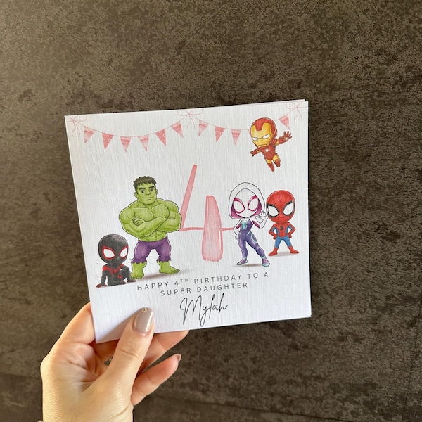 Tarjeta de cumpleaños personalizada / Araña fantasma / Spidey y sus amigos / Cumpleaños de niña / Tarjeta de 6x6 con sobre