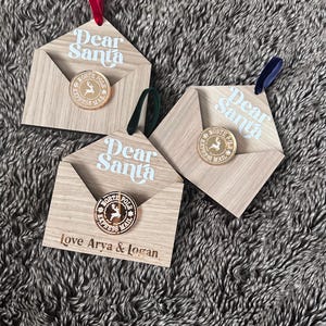 Portacartas de Papá Noel en 3D / Sobre de roble / Portacartas navideño / Portacartas personalizado