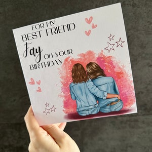 Carte Meilleur ami personnalisée | Fille d'anniversaire | Carte Bestie | personnalisée fille | 6"x6"