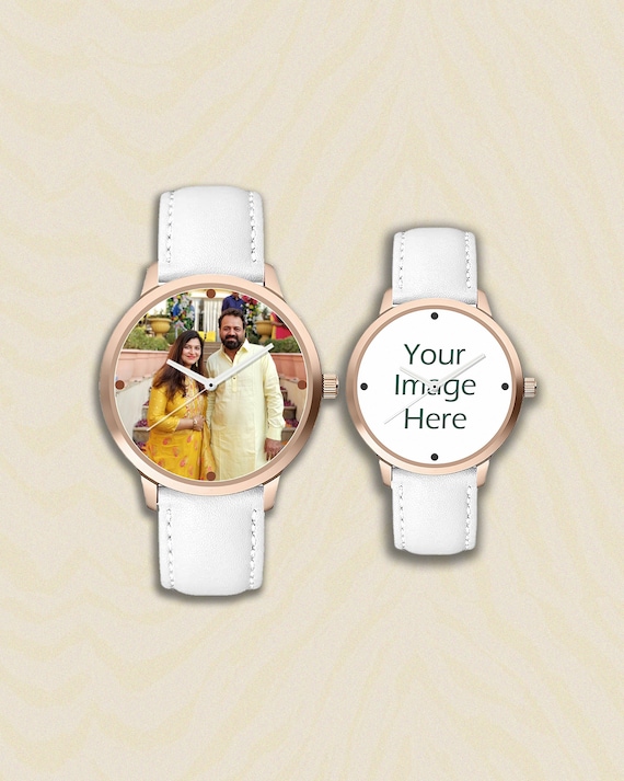 Custom Photo Watch With White Strap – Personalized Gift for