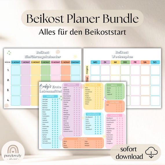 Baby Food Tracker Beikost Erste Lebensmittel Liste Beikostplan Baby PDF Essensplaner BLW Tracker Baby Ernährung