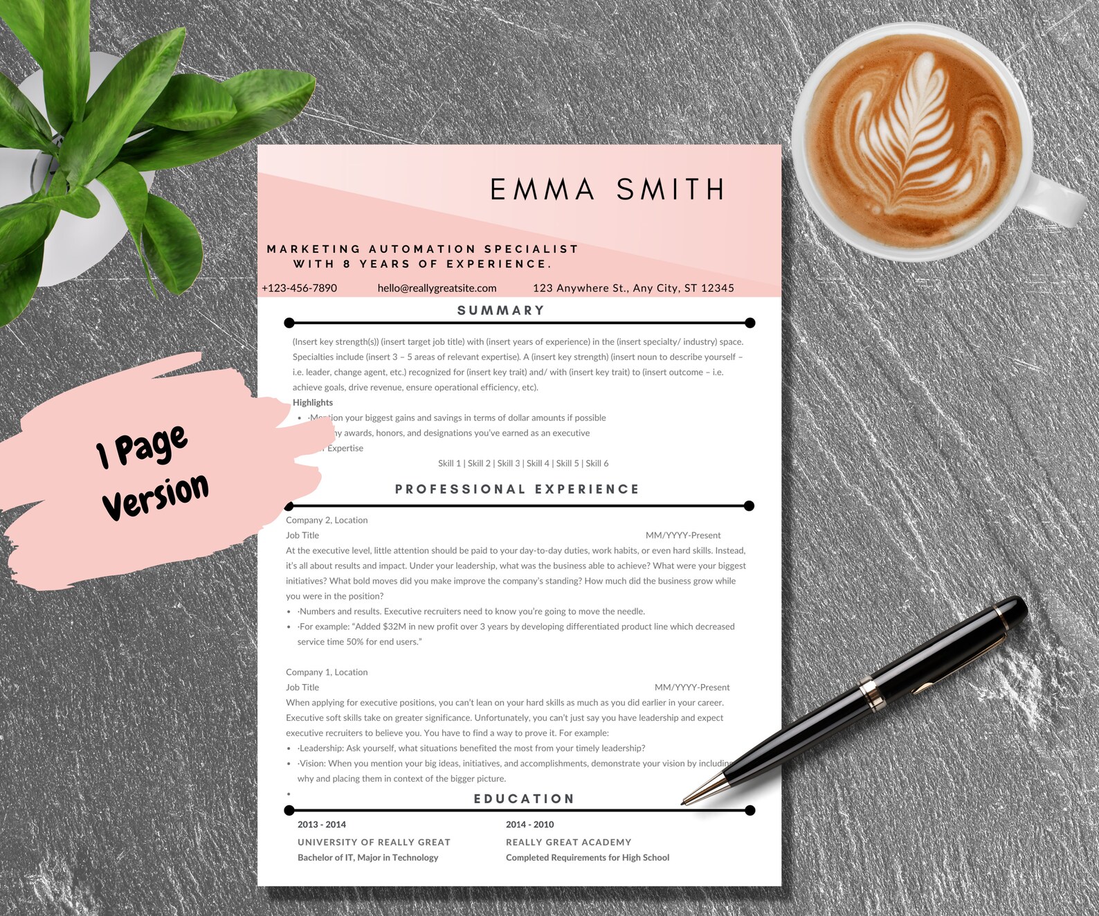 CV, Resume Template, Professional Modern Resume Template for Word Pages ...
