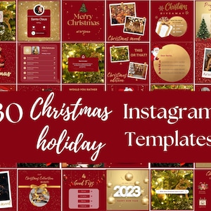 Christmas Instagram Post Templates Canva | Holiday Instagram Templates | Christmas New Year 2023 Instagram Feed | Canva Designs