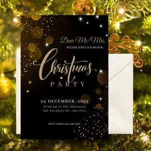 Digital Christmas Party Invitation  |  Editable Party Invitation | Invitation Template | Digital Party Invitation  | Canva templates