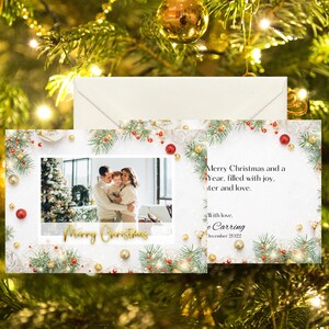 Cartolina di Natale digitale/Modello di cartolina di Natale con foto/Cartolina di buon Natale/Cartolina di Natale di lusso dorata/Disegni Canva/Modello modificabile