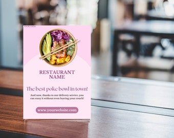 Folleto de restaurante digital / Póster de restaurante digital / Industria alimentaria / Plantillas Canva / Plantilla de comida / Folleto editable / Canva Pro