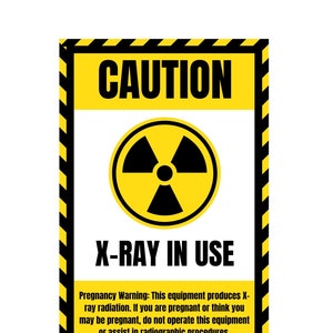 Cartel de seguridad radiológica de rayos X / Precaución Embarazo Publicación Sala de radiología / Hospital veterinario / PDF imprimible / Seguridad radiológica OSHA
