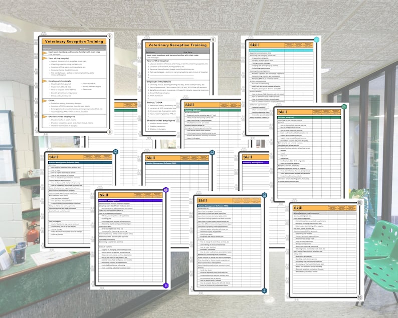 Reception Training Packet Vet Reception Skills and Tasks Checklist | Training Guide for ...