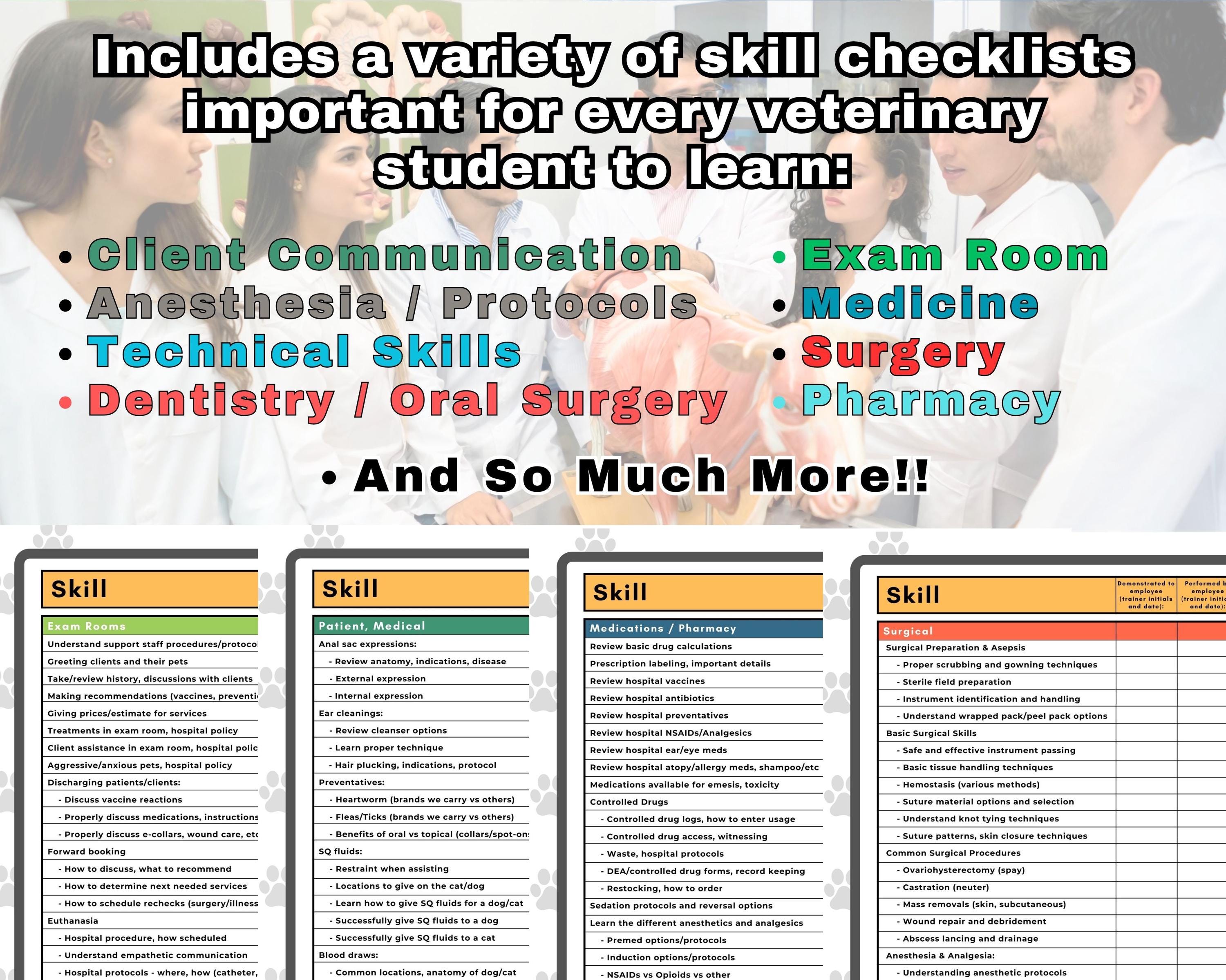 Objective Dvm Checklist Veterinary Student Extern Skills and Tasks Checklist | Training Guide ...