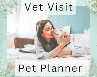 Planificador de visitas veterinarias para tu mascota / PDF descargable / Diario para perros y gatos: Citas veterinarias, exámenes, vacunas, pruebas y seguimiento de peso / 33 páginas