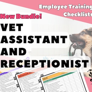 Paquete de listas de verificación de habilidades para asistentes veterinarios y recepcionistas / Capacitación para hospitales veterinarios / 2 PDF imprimibles / Asistente veterinario y recepción