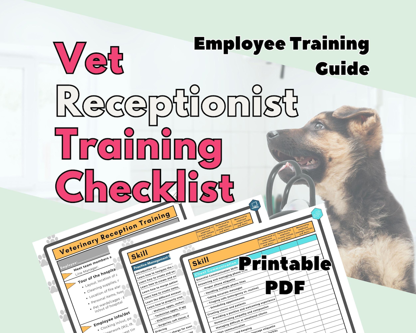 Reception Training Packet Vet Reception Skills and Tasks Checklist | Training Guide for ...