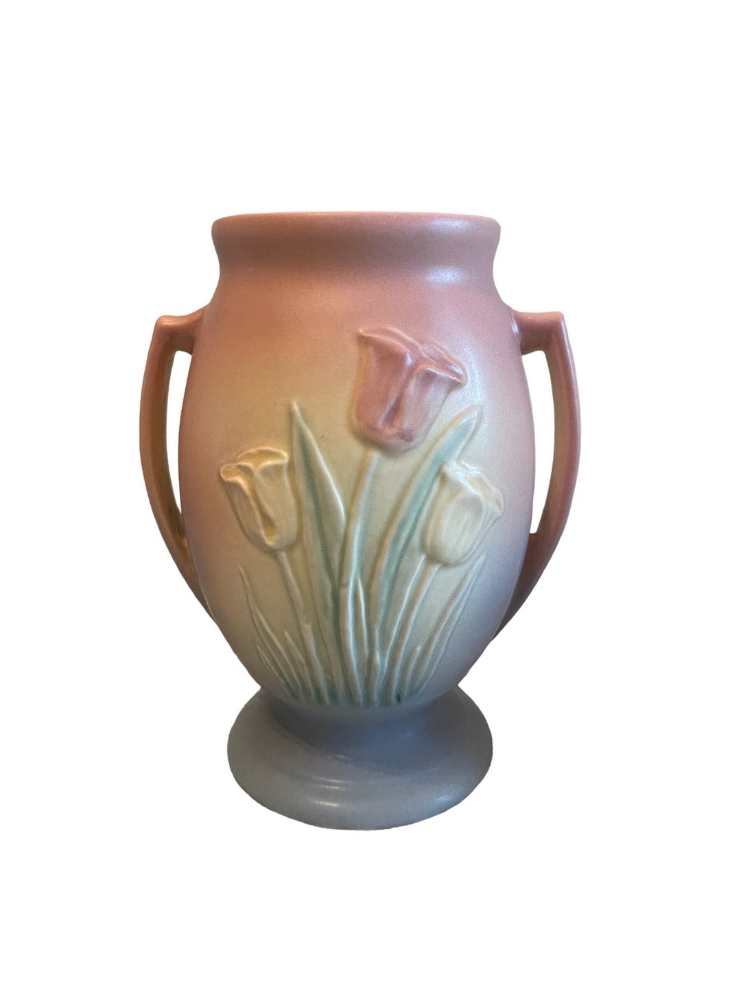 Hull Pottery Tulip Vase Pink to Blue With Handles 100 33 6 Etsy