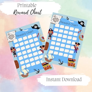 Pirate Themed Chart, Reward Chart For Kids, Behaviour Chart for Children, Printable Reward Chart, Instant Download, Chore Chart