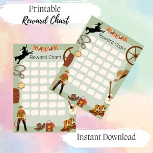 Cowboy Themed Chart, Reward Chart For Kids, Behaviour Chart for Children, Printable Reward Chart, Instant Download, Chore Chart