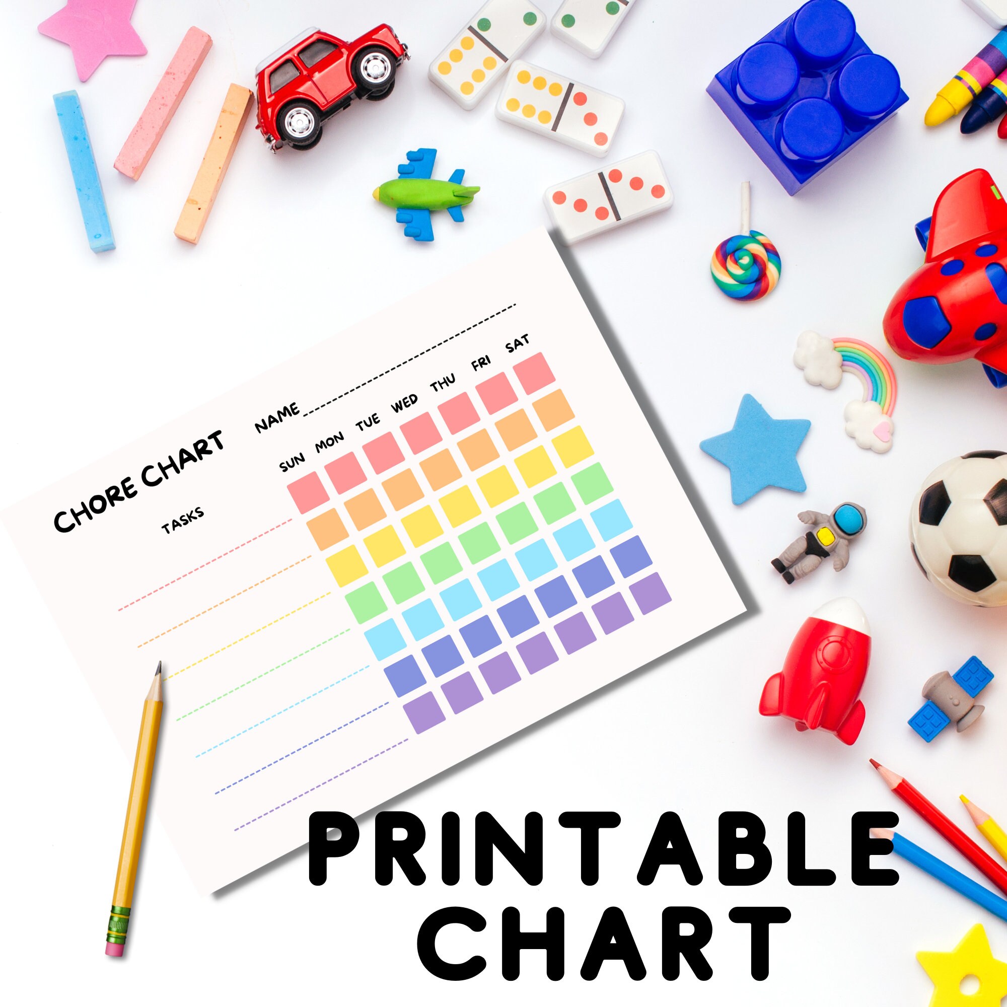 Chore Chart, Rainbow Theme, Kids Chore Chart, Chore Chart Printable ...