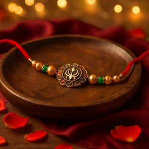 Elegant Rakhi for Brother - Handcrafted Beaded Rakhi | Traditional Raksha Bandhan Gift | Rakhi for Men boys | Sacred Thread
