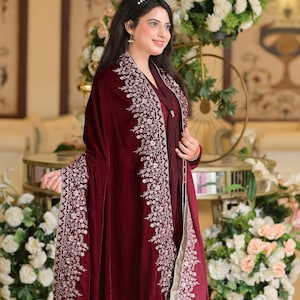 Embrioded Velvet shawl premium quality/bridal shawl/groom shawl/wedding gift/Christmas Gift
