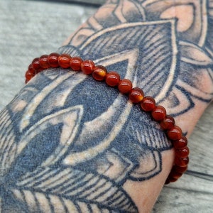 CARNELIAN Grade AAA - 4mm Gemstone Bracelet, 925 Sterling Silver, Magnetic Lock or Spring Clasp, Dainty Bracelet, Small Beaded Bracelet