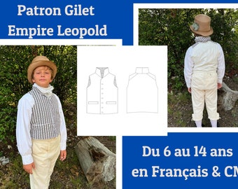 Children's Regency Waistcoat PDF Pattern, French & CM