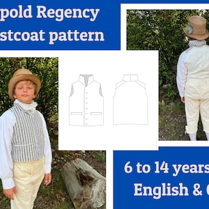 Children&#39;s waistcoat, Empire, Regency, Georgian, Revolution, Provence, 1790, 18th century. Based on an antique waistcoat. English & CM.