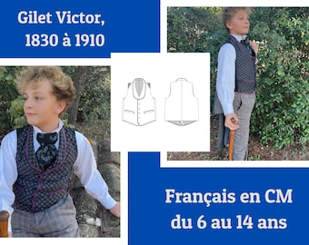 Boys' Waistcoat Pattern, 1830s-1910s Shawl Collar Vest (A4, A0) French