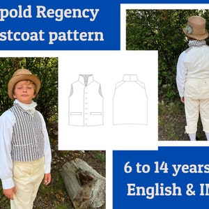 Children&#39;s waistcoat, Empire, Regency, Georgian, Revolution, Provence, 1790, 18th century. Based on an antique waistcoat. English & INCH.