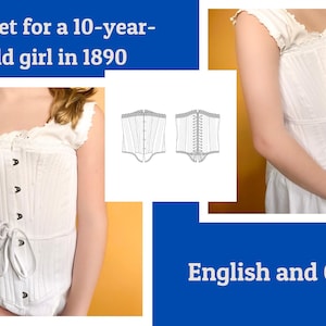 Modèle de corset victorien fille 1890, corsage pour enfants (A4, A0, lettre US) anglais et CM