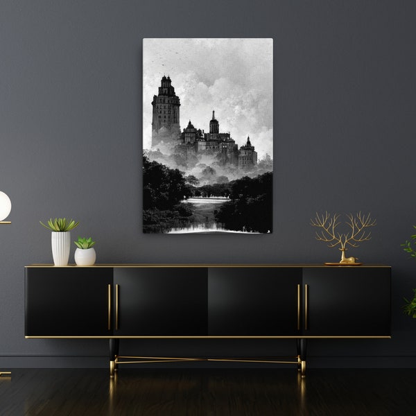 Central Park Black and White Wall Art Print | Canvas Wall Art | Imagined Art | Home Decor | Gift For Him