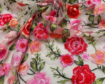 Embroidery 3D Flower Lace Fabric,Mesh Tulle Fabric,DIY Supplies