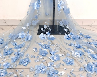 Beautiful 3D floral lace fabric,soft floral tulle fabric,lace mesh,bridal dress fabric,veil fabric,3D floral fabric