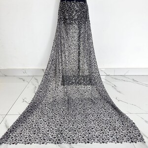 3D flower beaded sequin lace fabric,sequin beaded fabric,3D flower bridal dress fabric,heavy beaded fabric,mesh fabric