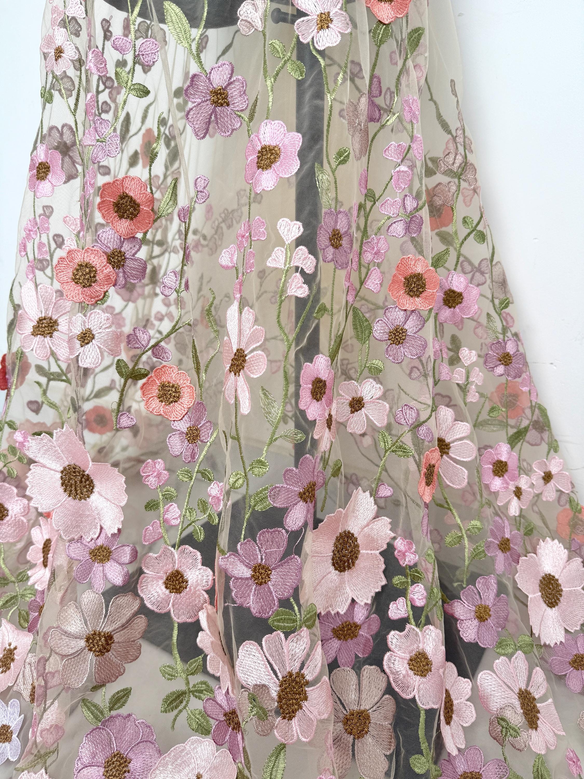 Pastel Embroidery Fabric,3d Flower Fabric,lace Mesh,women Dress Pastel Embroidery Fabric,3d Flower Fabric,lace Mesh,women Dress